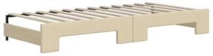Sofa rozsuwana z szufladami, kremowa, 100x200 cm, tkanina