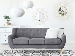 Sofa trzyosobowa do salonu w stylu retro pikowana z guzikami szara Motala Beliani