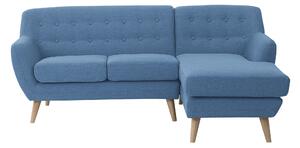 Sofa trzyosobowa narożnik w stylu retro pikowana z guzikami niebieska Motala Beliani