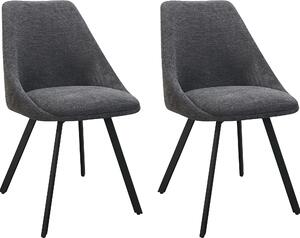 ByLIVING Zestaw 2 krzese do jadalni JASPER / Tkanina w kolorze antracytowym / Stela z matowego czarnego metalu / Siedzisko obracajce si o 360° / Krzeso do jadalni / szer. 55, wys. 83, g. 59 cm