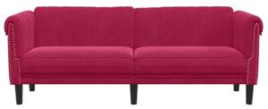 Sofa 3-osobowa, winna czerwieÅ, tapicerowana aksamitem