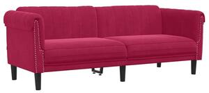 Sofa 3-osobowa, winna czerwieÅ, tapicerowana aksamitem
