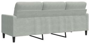 Sofa 3-osobowa, jasnoszara, 180 cm, tapicerowana aksamitem