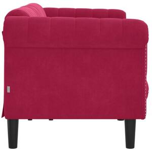 Sofa 3-osobowa, winna czerwieÅ, tapicerowana aksamitem