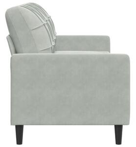 Sofa 3-osobowa, jasnoszara, 180 cm, tapicerowana aksamitem