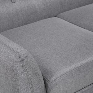 Sofa trzyosobowa narożnik w stylu retro pikowana z guzikami szara Motala Beliani