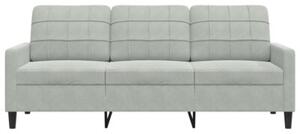 Sofa 3-osobowa, jasnoszara, 180 cm, tapicerowana aksamitem