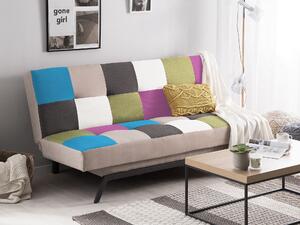 Rozkładana 3-osobowa sofa tapicerowana wielokolorowa tkanina patchworkowa Leeds Beliani