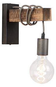 Inteligentna przemysłowa lampa ścienna czarna z drewnem, w tym WiFi G95 - Gallow Oswietlenie wewnetrzne