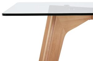 Nowoczesny stół do jadalni 160 x 90 cm szklany blat drewniane nogi Hudson Beliani