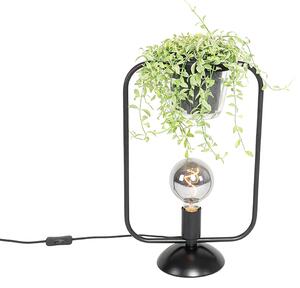 Nowoczesna lampa stołowa czarna ze szkłem prostokątna - Roslini Oswietlenie wewnetrzne