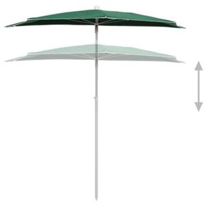 Półokrągły parasol ogrodowy na słupku, 180x90 cm, zielony