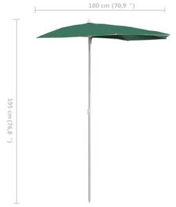 Półokrągły parasol ogrodowy na słupku, 180x90 cm, zielony