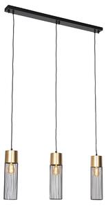 Design hanglamp zwart met goud 3-lichts - Maura Oswietlenie wewnetrzne