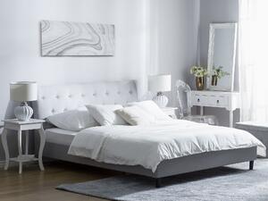 Pikowane łóżko tapicerowane 160 x 200 cm jasnoszare zagłówek klasyczny Saverne Beliani