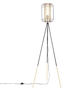 Designerska lampa podłogowa statyw czarny ze złotem - Gaze Oswietlenie wewnetrzne