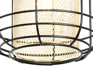 Designerska lampa wisząca czarna ze złotą okrągłą 3-lampką - Gaze Oswietlenie wewnetrzne