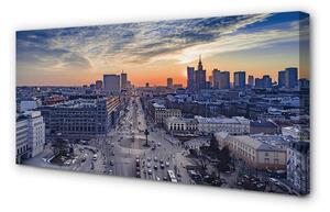 Obraz na płótnie Warszawa Zachód słońca wieżowce