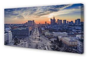 Obraz na płótnie Warszawa Zachód słońca wieżowce