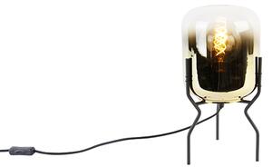 Designerska lampa stołowa czarna ze złotym szkłem - Bliss Oswietlenie wewnetrzne