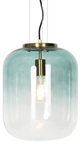 Designerska lampa wisząca złota z zielonym szkłem - Bliss Oswietlenie wewnetrzne