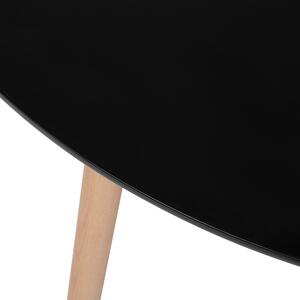 Stół do jadalni czarny blat jasne drewniane nogi okrągły 90 cm Bovio Beliani