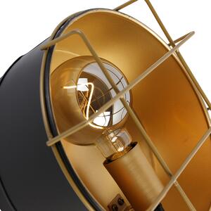 Kinkiet / Lampa scienna przemysłowy czarny ze złotem 25 cm - Barril Oswietlenie wewnetrzne