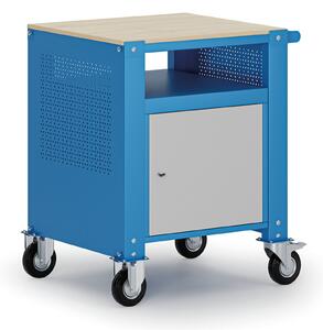 Mobilny kontener G9, 1 półka, 1 szafka, 675 x 595 x 865-1130 mm, szary/niebieski
