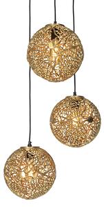 Lampa wisząca Art Deco złota okrągła 3-punktowa - Maro Oswietlenie wewnetrzne