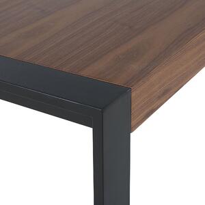 Stół jadalniany 8-osobowy 220x90 cm metalowe nogi czarny ciemne drewno Polar Beliani