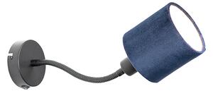 Kinkiet / Lampa scienna czarny z niebieskim włącznikiem i elastycznym ramieniem - Merwe Oswietlenie wewnetrzne