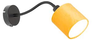 Wandlamp zwart met kap geel schakelaar en fex arm - Merwe Oswietlenie wewnetrzne