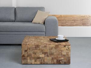 Rutykalny stolik kawowy pomocniczy jasne drewno tekowe kwadratowy salon Gambo Beliani