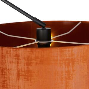 Nowoczesna lampa podłogowa czarny lniany abażur pomarańczowy 50 cm - Editor Oswietlenie wewnetrzne