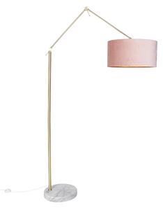 Nowoczesna lampa podłogowa złoty aksamitny abażur różowy 50 cm - Redakcja Oswietlenie wewnetrzne