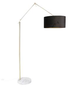 Nowoczesna lampa podłogowa złoty welurowy klosz czarny 50 cm - Editor Oswietlenie wewnetrzne