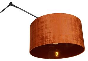 Nowoczesna lampa podłogowa czarny lniany abażur pomarańczowy 50 cm - Editor Oswietlenie wewnetrzne