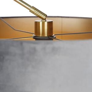 Nowoczesna lampa podłogowa złoty aksamitny klosz szary 50 cm - Editor Oswietlenie wewnetrzne