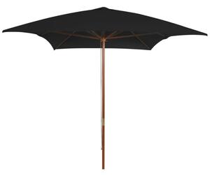 Parasol ogrodowy na drewnianym słupku, czarny, 200x300 cm