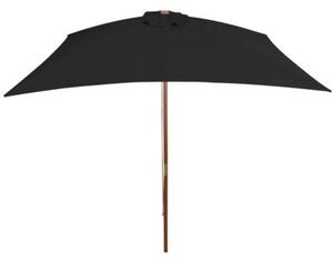 Parasol ogrodowy na drewnianym słupku, czarny, 200x300 cm