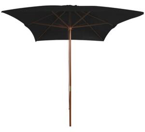Parasol ogrodowy na drewnianym słupku, czarny, 200x300 cm