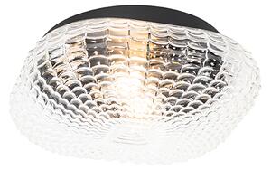 Zewnetrzna Klassieke plafondlamp zwart met helder glas 30 cm IP44 - Damian Oswietlenie zewnetrzne