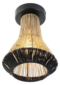 Wiejska lampa sufitowa czarna ze sznurkiem 19 cm - Jenthe Oswietlenie wewnetrzne