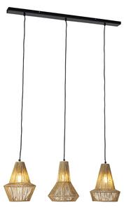 Landelijke hanglamp touw 3-lichts langwerpig - Jenthe Oswietlenie wewnetrzne