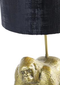 Vintage lampa stołowa złoty abażur z tkaniny czarny - Gorilla Oswietlenie wewnetrzne