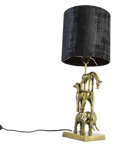 Lampa stołowa vintage złoty abażur z tkaniny czarny 25 cm - Dier Tre Oswietlenie wewnetrzne