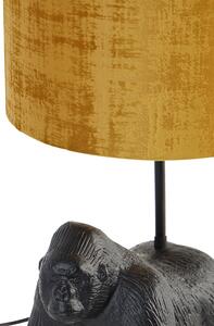 Lampa stołowa vintage czarny abażur z tkaniny złoty - Gorilla Oswietlenie wewnetrzne