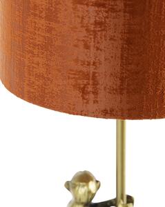 Lampa stołowa vintage mosiężny klosz z tkaniny czerwony - Flodhest Abe Oswietlenie wewnetrzne
