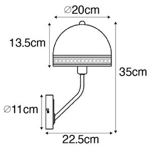 Orientalny Kinkiet / Lampa scienna biały z rattanem 20 cm - Magna Rattan Oswietlenie wewnetrzne