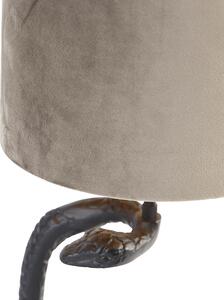 Lampa stołowa vintage czarny abażur z tkaniny ciemnoszary - Slange Oswietlenie wewnetrzne